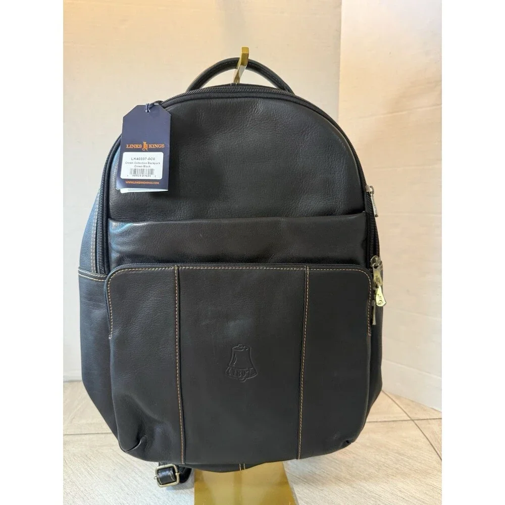 Links And Kings Crown Backpack Crown Black‎ Leather Collection New With Tags